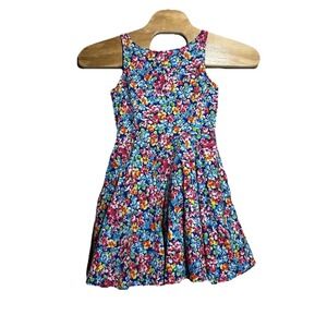 Polo Ralph Lauren Blue Floral Girl Dress Size 16 Fit And Flare